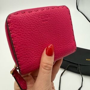 Fendi Celleria Leather Compact Wallet